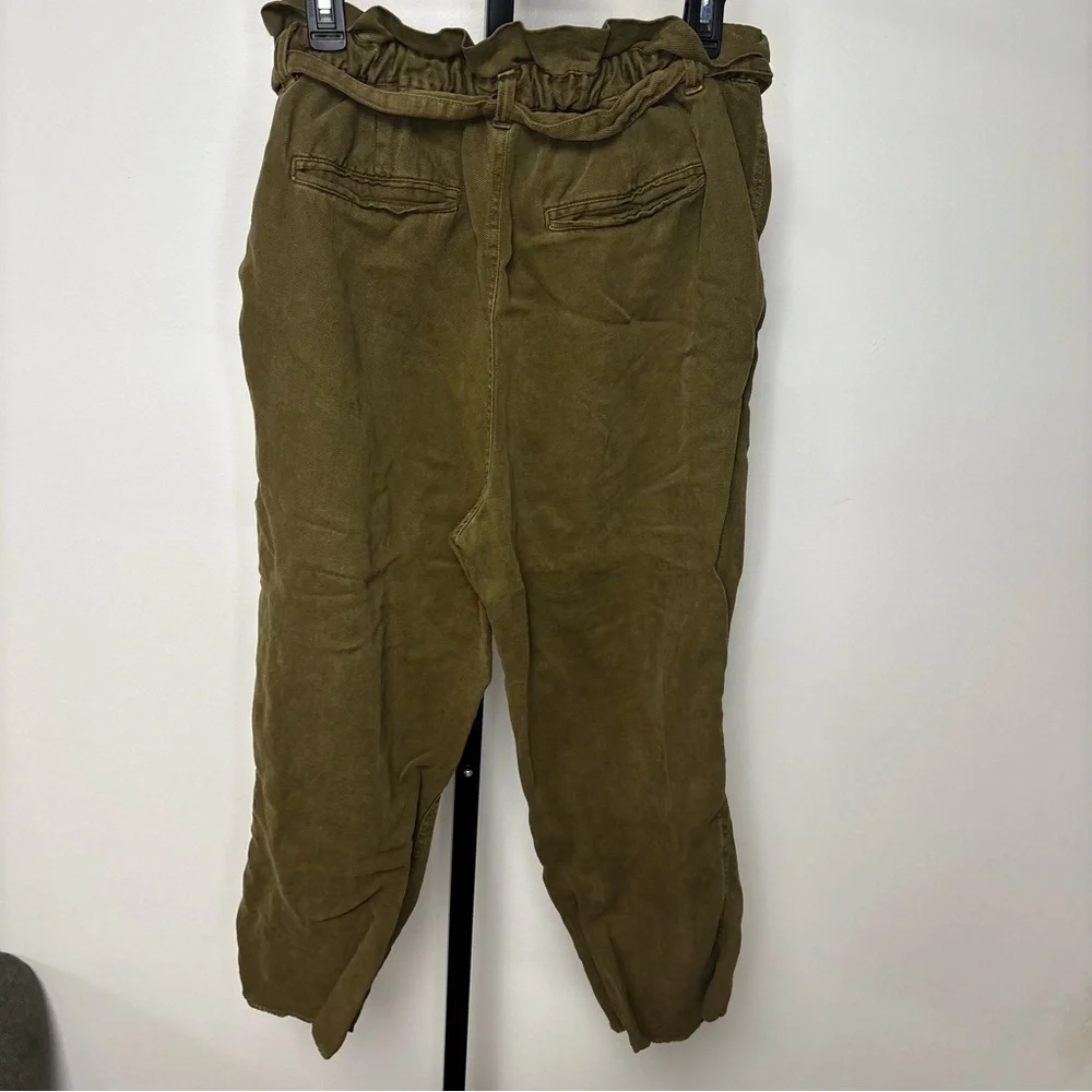Aerie Tie Waist Pants Olive Green Women’s Size Large‎